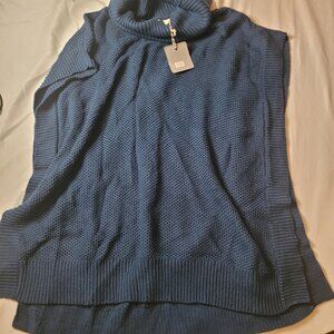 Matilda Jane Sweater Womens Medium Blue Knit Sleeveless Cape Poncho NWT